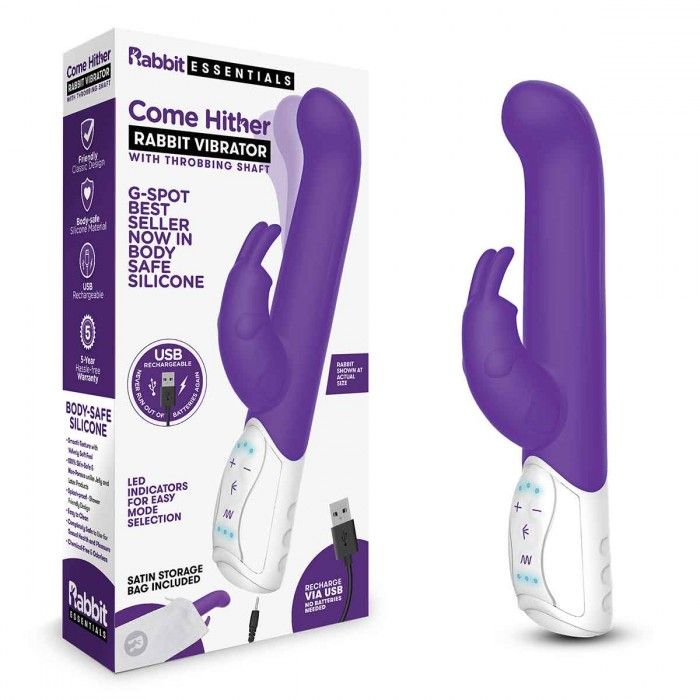 Фиолетовый вибромассажер для G-точки Come hither G-Spot Rabbit - 24,5 см. 2