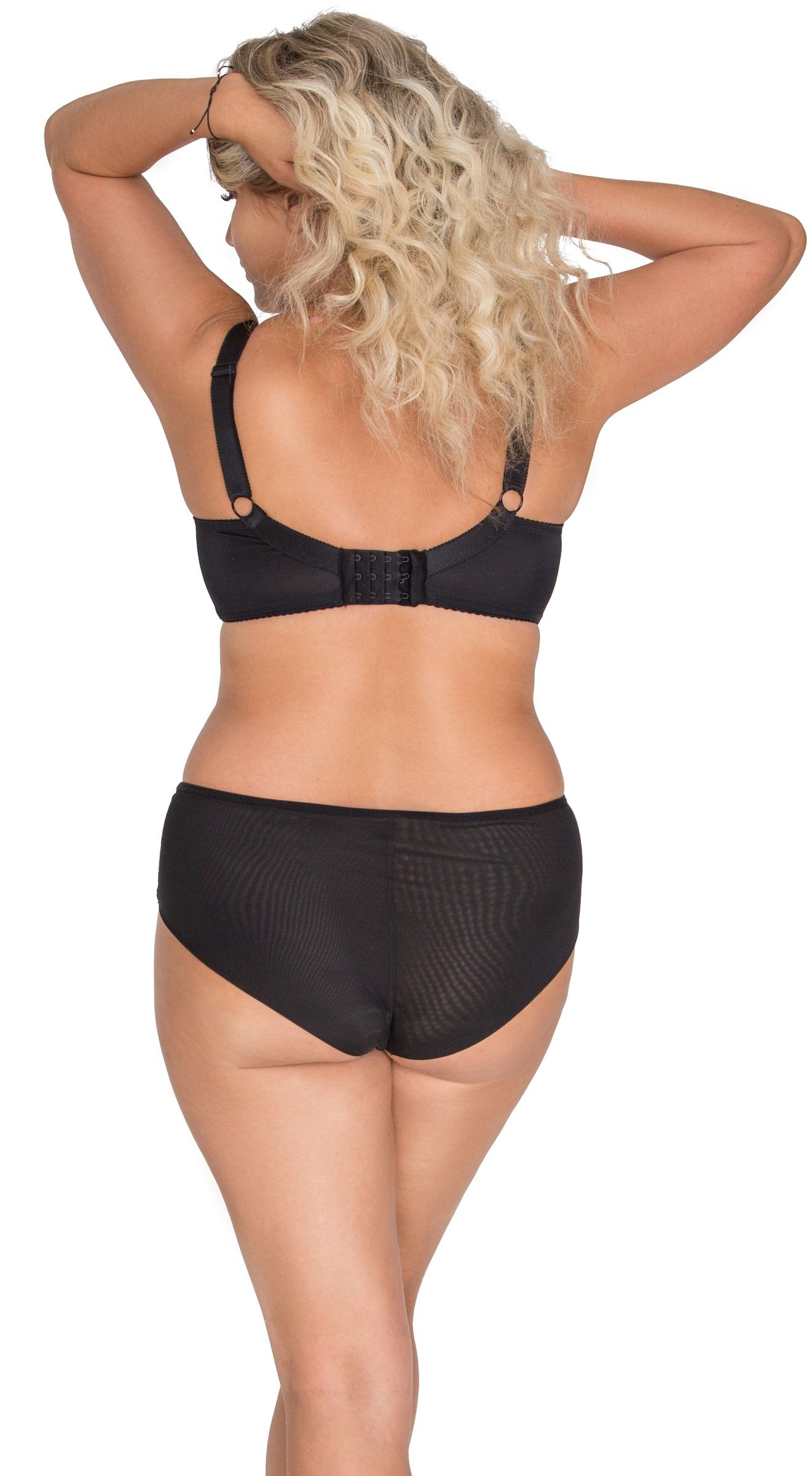 Женские трусики-слипы из сетки с вышивкой бежевой нитью 3