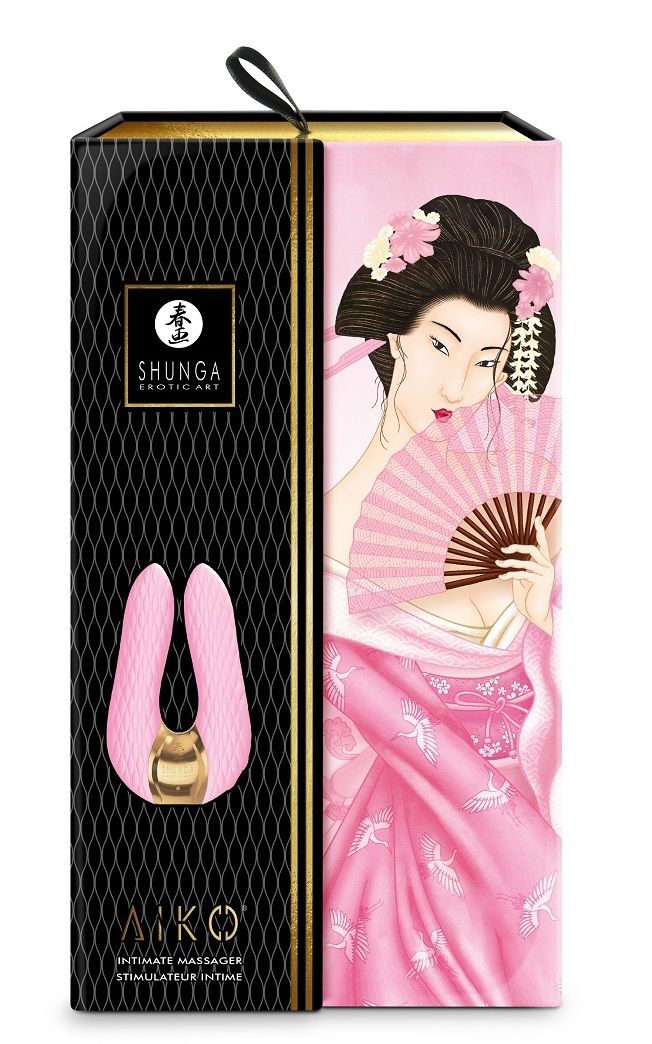 Розовый двойной вибростимулятор AIKO с двумя моторами 6