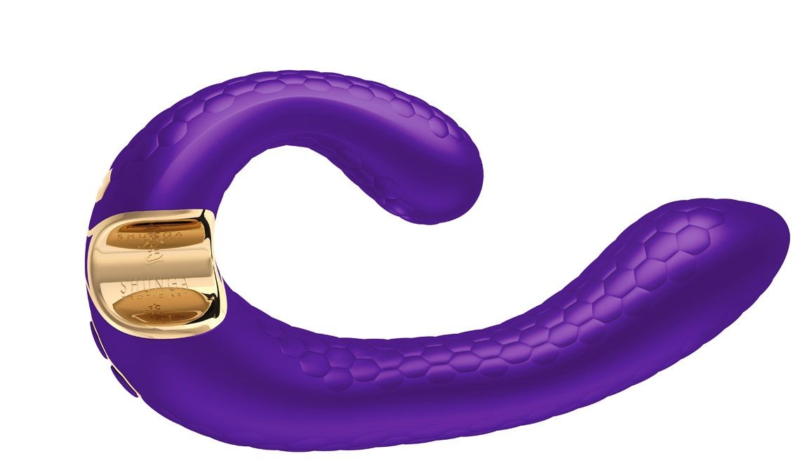 Фиолетовый гибкий вибростимулятор MIYO с двумя моторами - 18,5 см. 2