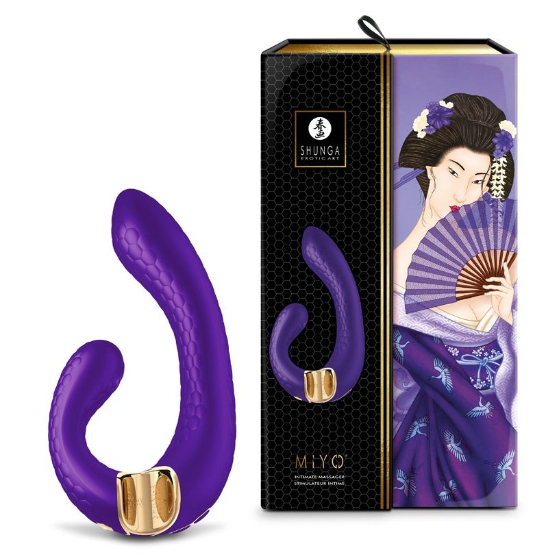 Фиолетовый гибкий вибростимулятор MIYO с двумя моторами - 18,5 см. 3