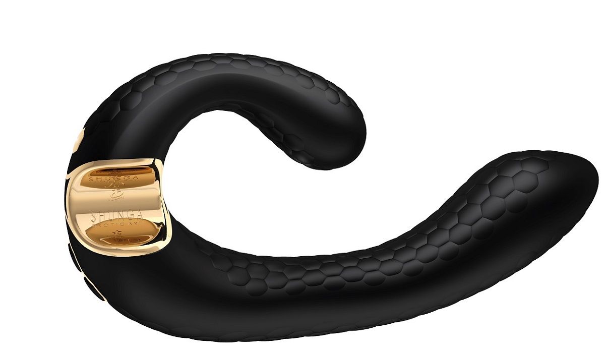 Черный гибкий вибростимулятор MIYO с двумя моторами - 18,5 см. 2