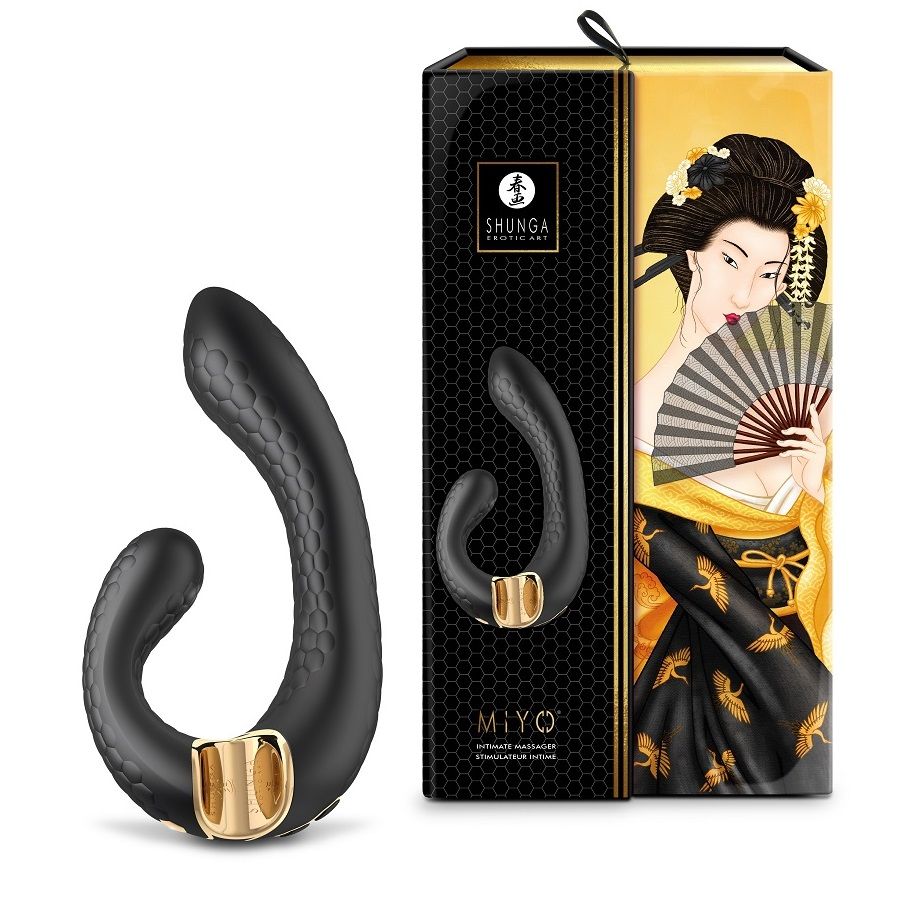 Черный гибкий вибростимулятор MIYO с двумя моторами - 18,5 см. 3