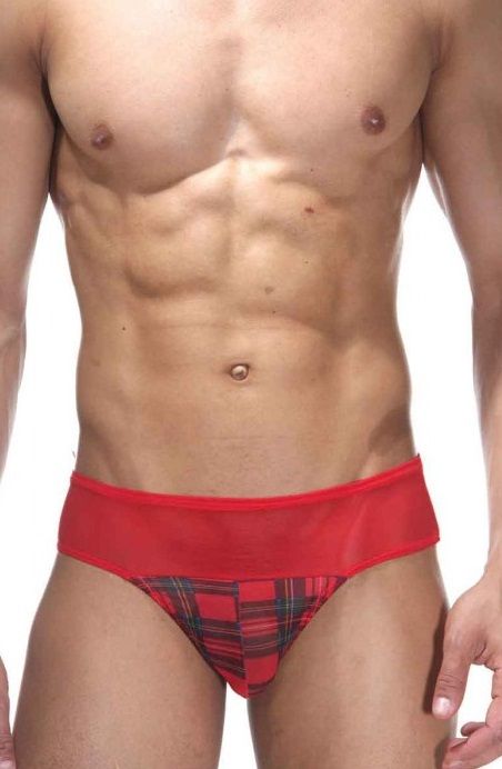 Мужские трусы-тонги с нижней частью в клетку 1