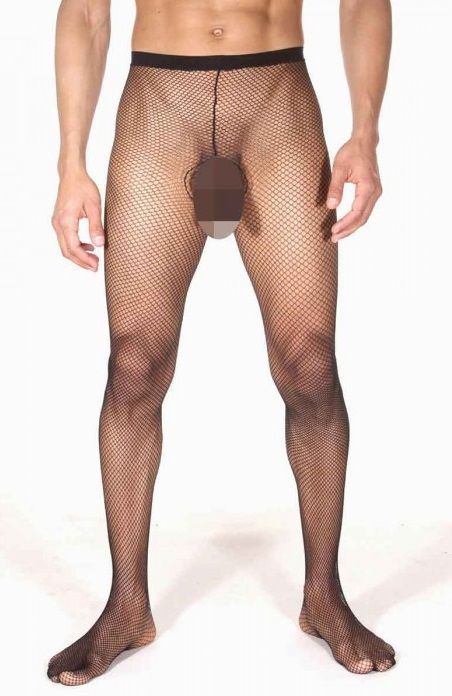 Мужские полупрозрачные колготки в сеточку 1