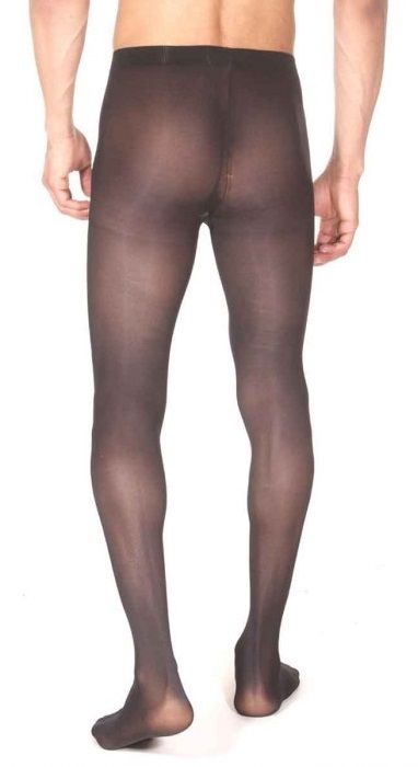 Плотные полупрозрачные мужские колготы с интимным доступом 2