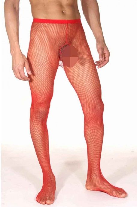 Мужские колготы в сеточку с интимным доступом 1