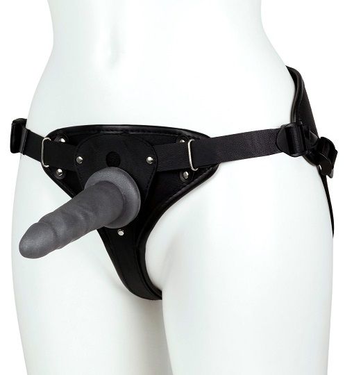 Женский пояс-трусики c 2 насадками и вагинальной пробкой WOMAN LONG 3