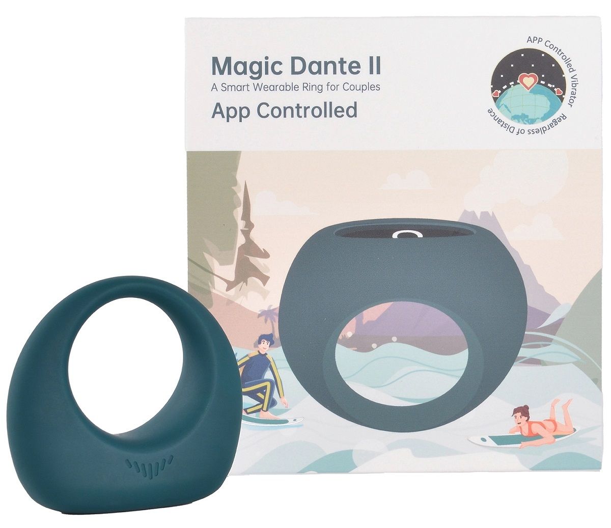 Бирюзовое эрекционное smart-кольцо Magic Motion Dante II 3