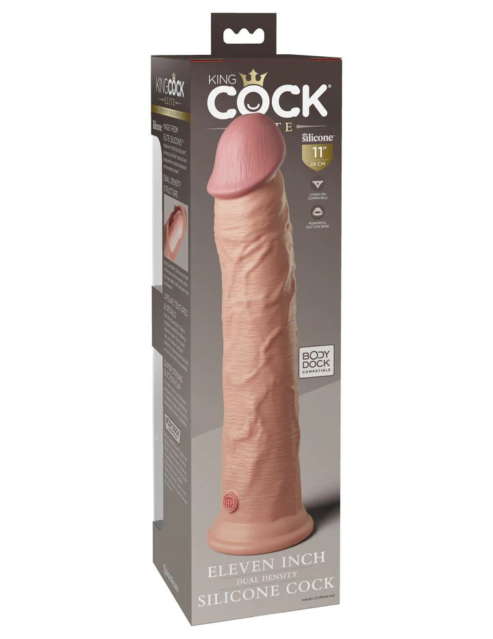 Телесный фаллоимитатор-реалистик King Cock Ellite Dual Density - 28 см. 4