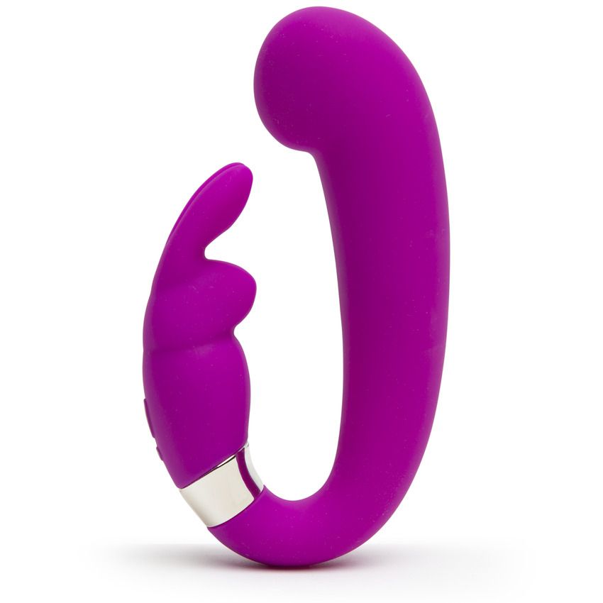 Лиловый вибратор Mini G-Spot Curve Vibe с клиторальным зайчиком 1