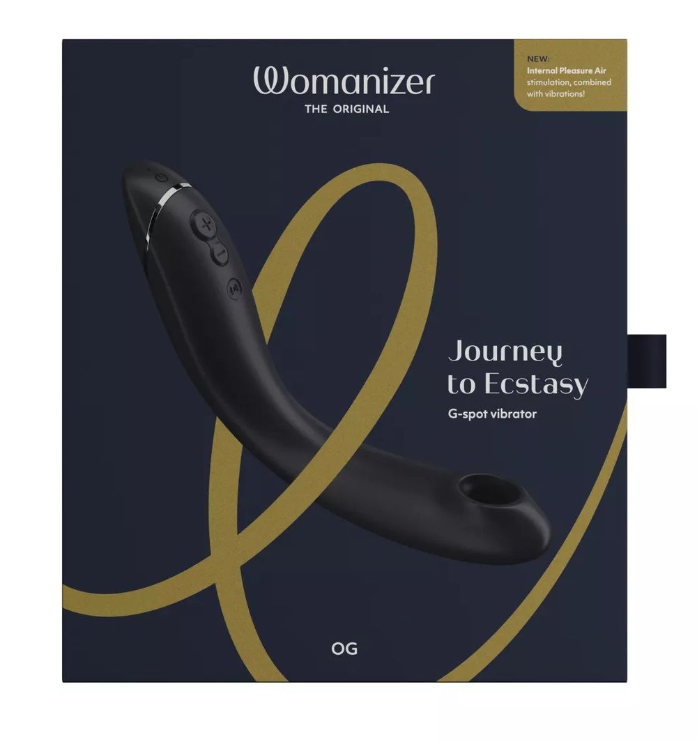 Темно-серый стимулятор G-точки Womanizer OG c технологией Pleasure Air и вибрацией - 17,7 см. 2