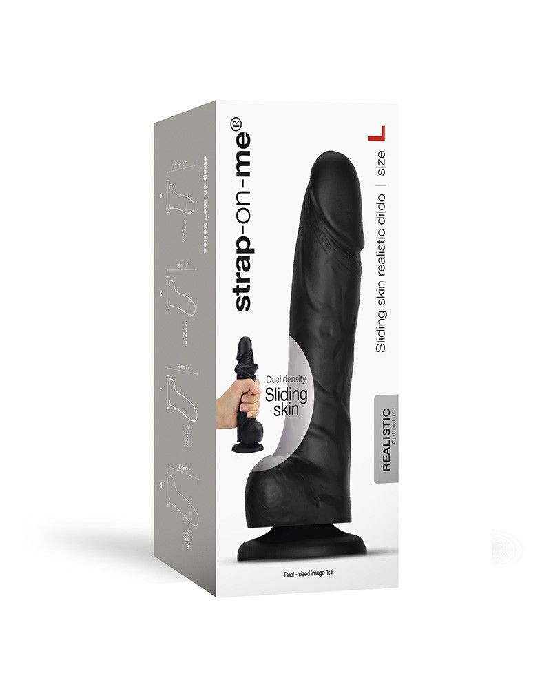 Черный фаллоимитатор Strap-On-Me Sliding Skin Realistic Dildo size L 3