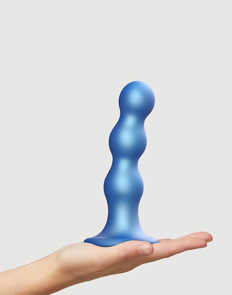 Голубая насадка Strap-On-Me Dildo Plug Balls size L 3