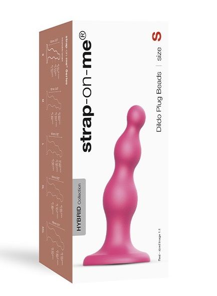Розовая насадка Strap-On-Me Dildo Plug Beads size S 2