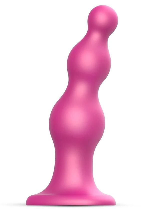 Розовая насадка Strap-On-Me Dildo Plug Beads size S 1