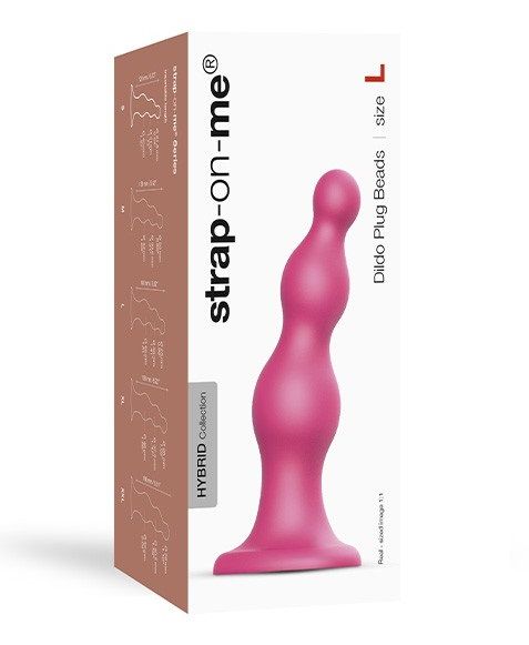 Розовая насадка Strap-On-Me Dildo Plug Beads size L 2