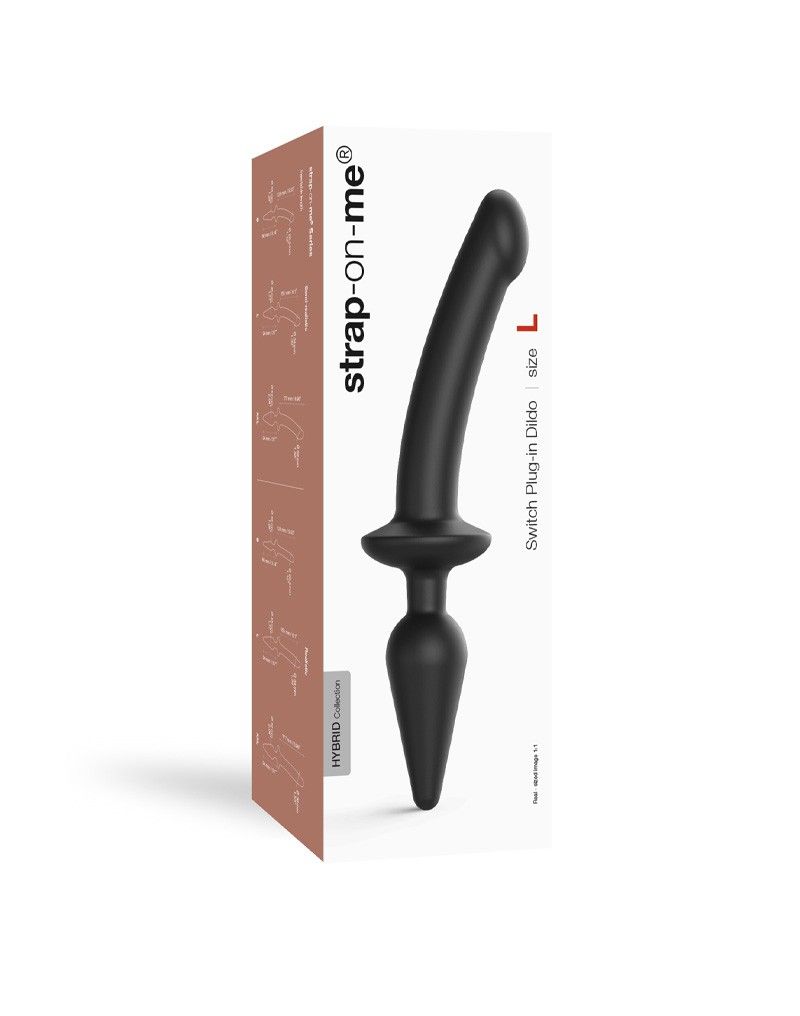 Черный двусторонний фаллоимитатор Strap-On-Me Dildo Plug-In Switch size S 2