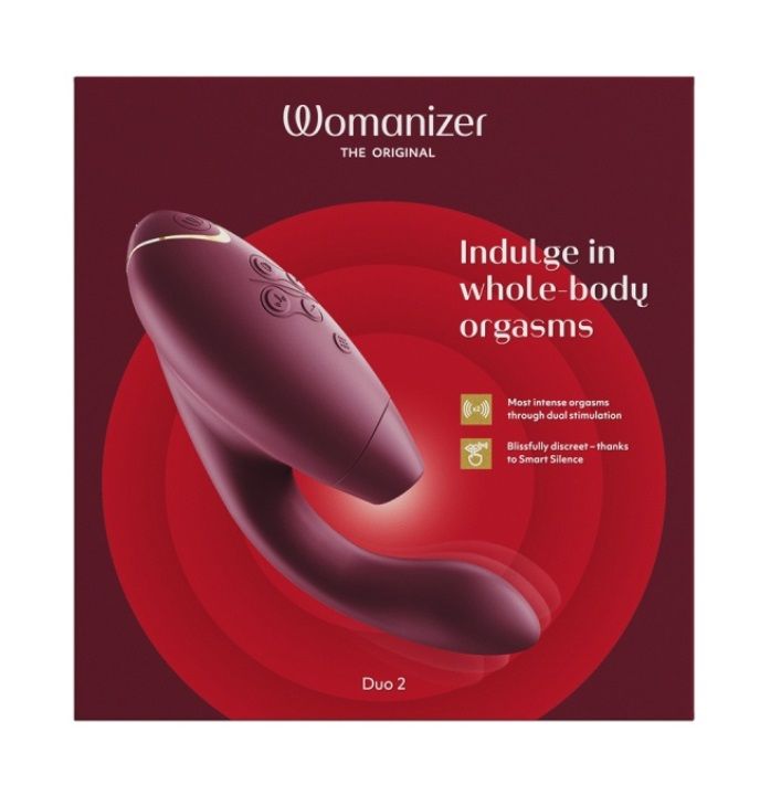 Бордовый бесконтактный клиторальный стимулятор Womanizer Duo 2 5
