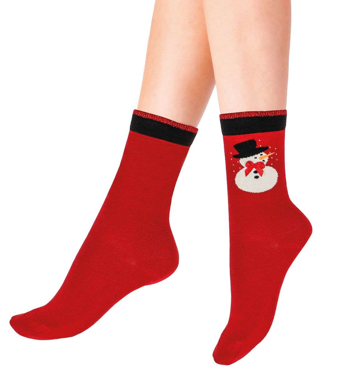 Новогодние хлопковые носки со снеговиком 1