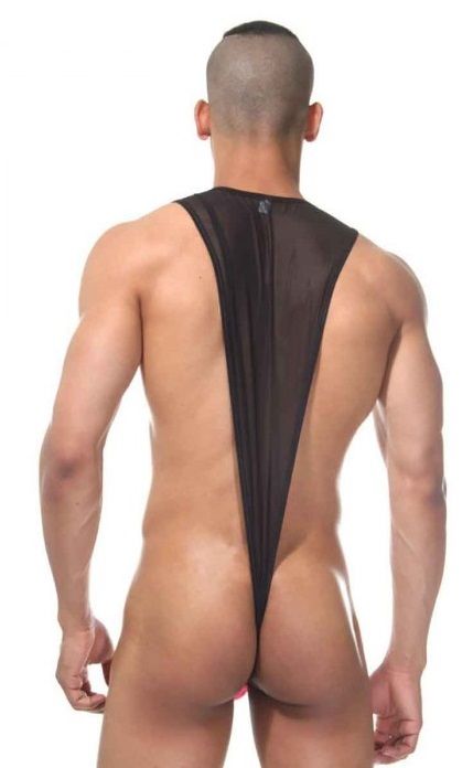 Мужское полупрозрачное боди с контрастной вставкой 2