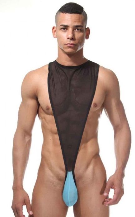 Мужское полупрозрачное боди с контрастной вставкой 1