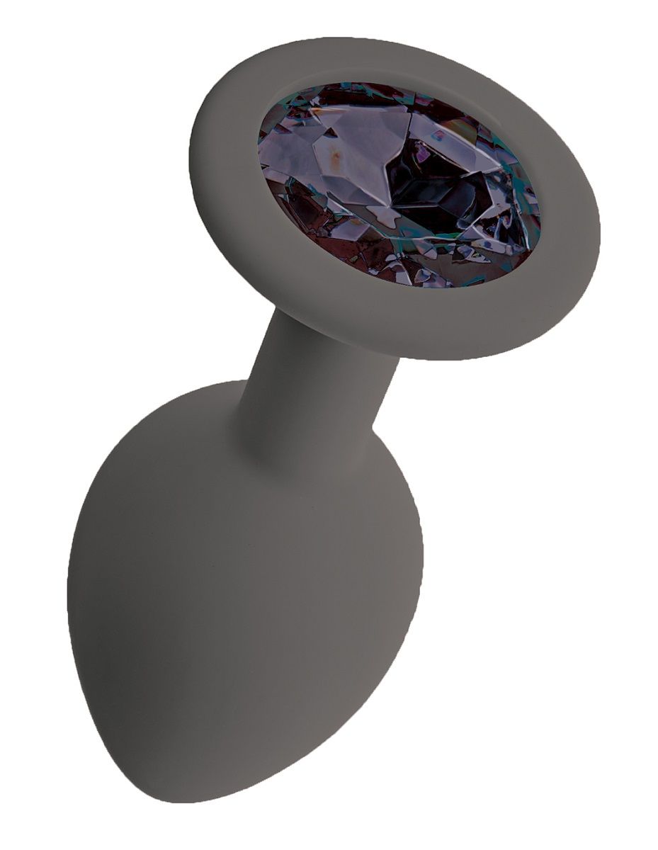 Серая анальная пробка с черным кристаллом Gamma-M - 8,1 см. 1