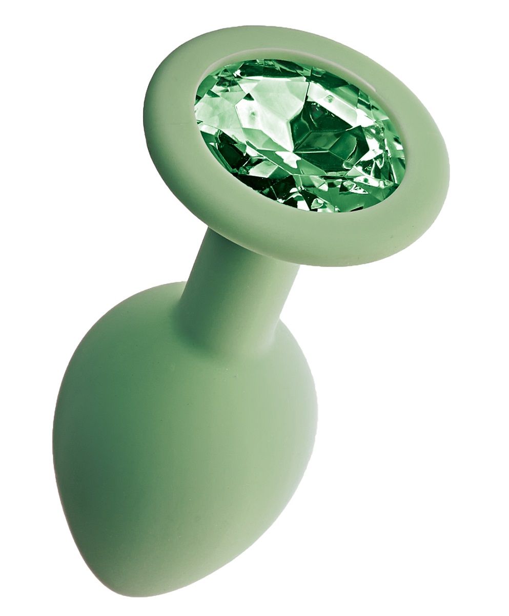 Салатовая анальная пробка с кристаллом Gamma-M - 8,1 см. 1
