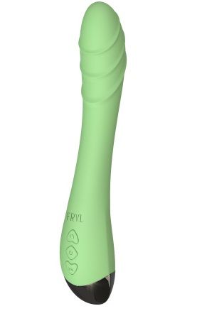 Салатовый изогнутый вибратор Altas - 21 см. 1