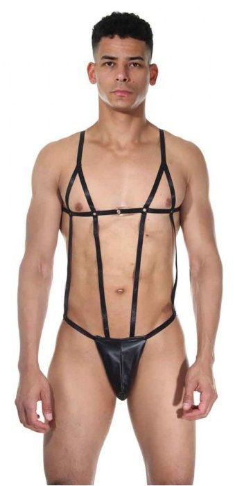 Стильное мужское боди с тонкими ремешками 1