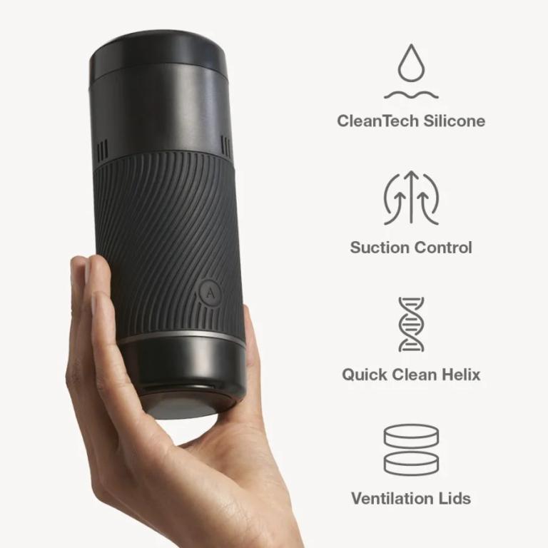 Черный мастурбатор с контролем всасывания Arcwave Pow Stroker 2