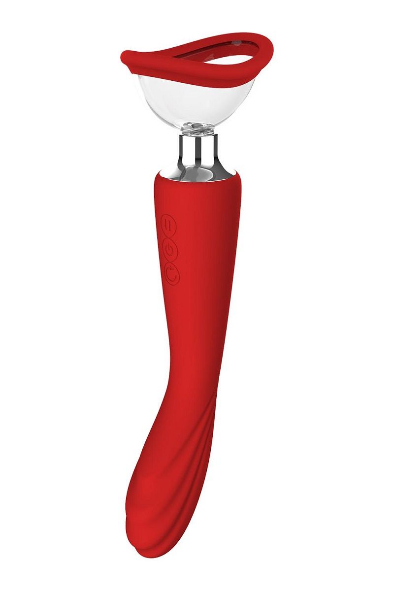 Красный двойной стимулятор Georgia - вибратор и вакуумная помпа 12