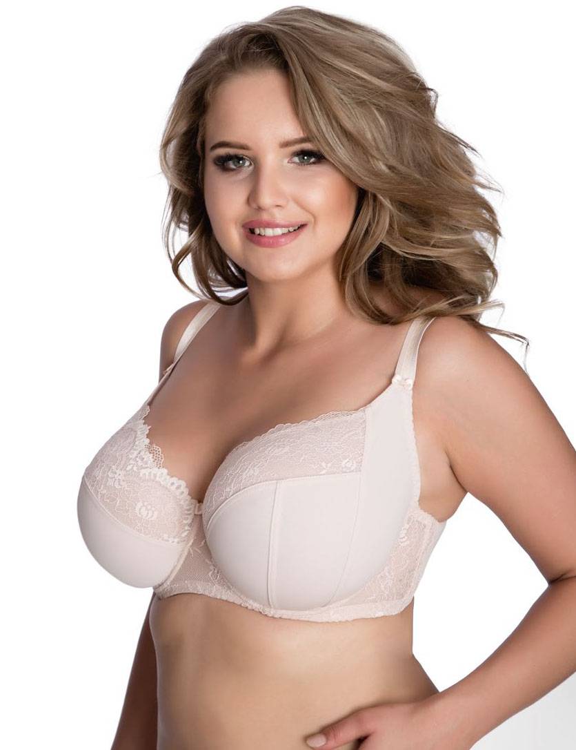Бюстгальтер на косточках с мягкими чашками plus size и кружевом 1