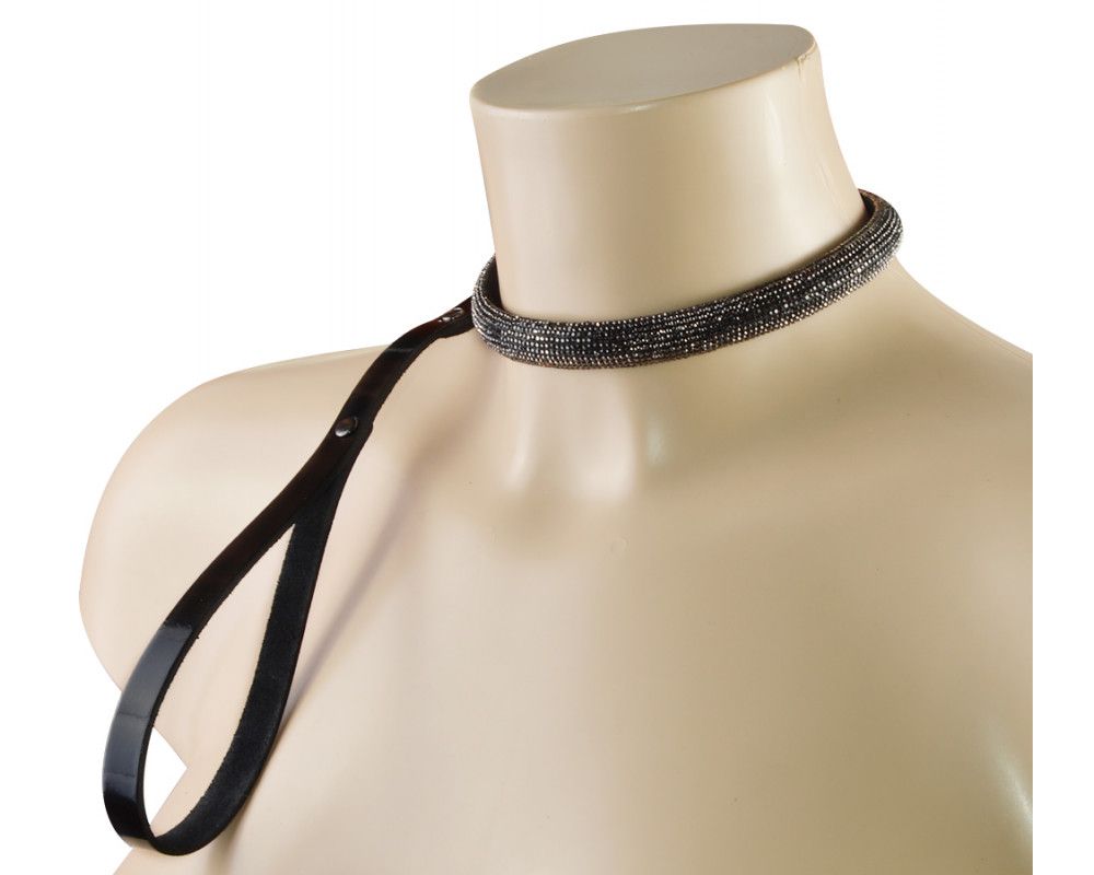 Эффектный сверкающий ошейник с поводком "Гламур" 2