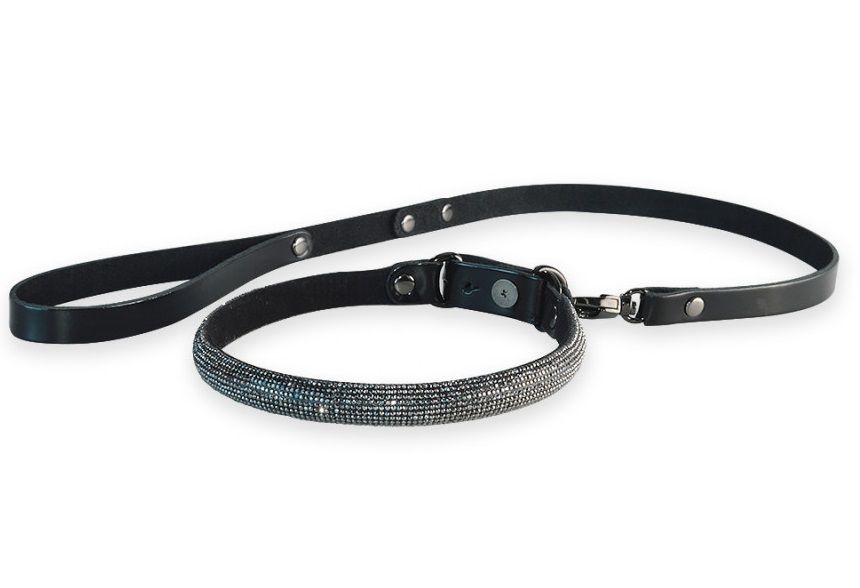 Эффектный сверкающий ошейник с поводком "Гламур" 1