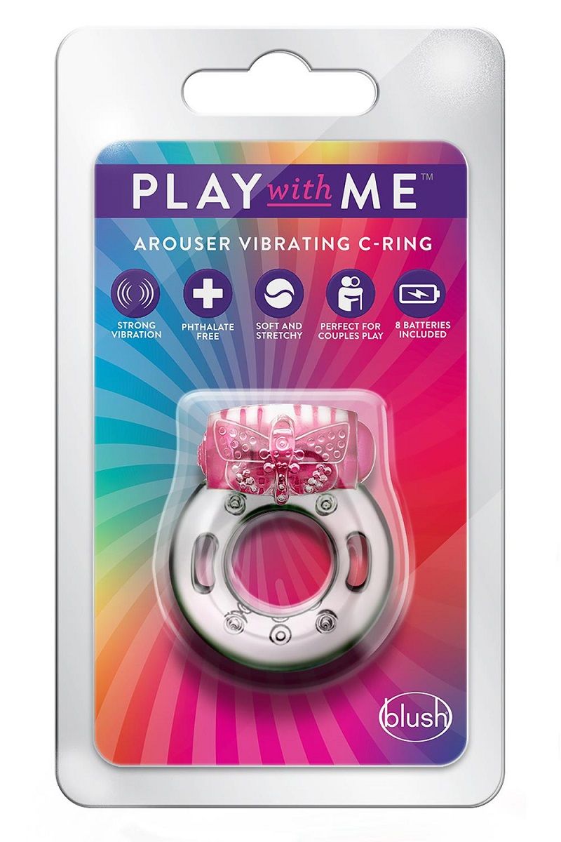 Розовое эрекционное виброкольцо Arouser Vibrating C-Ring 3