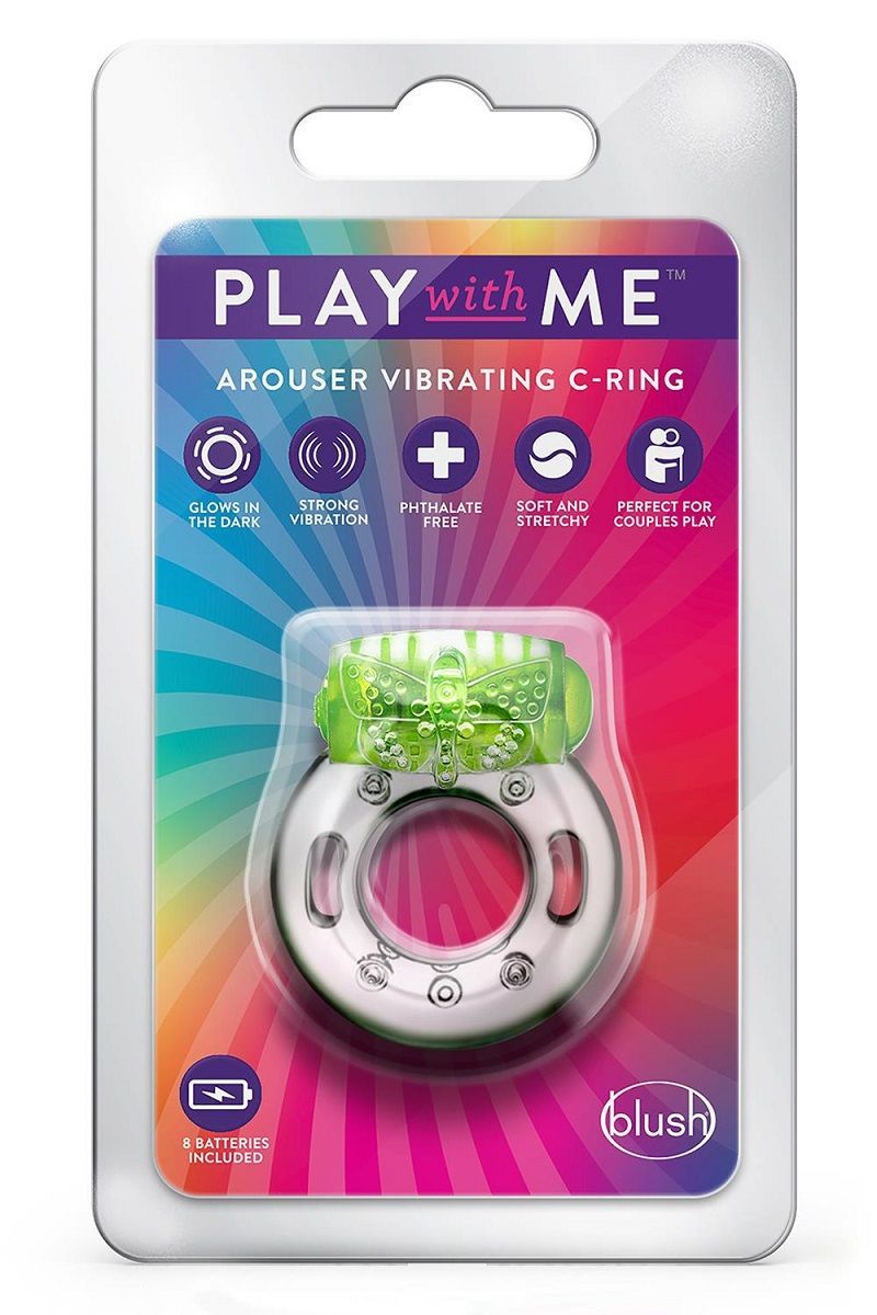 Зеленое эрекционное виброкольцо Arouser Vibrating C-Ring 3