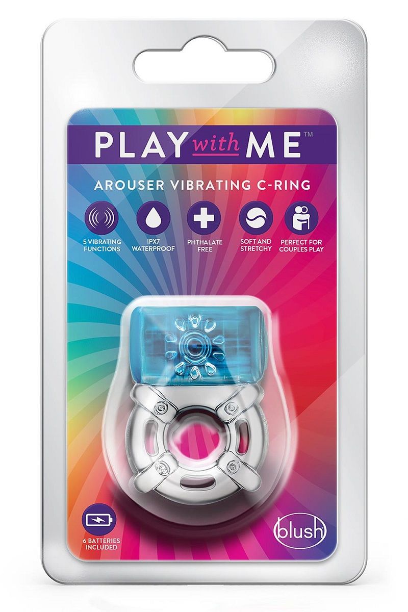 Синее эрекционное виброкольцо One Night Stand Vibrating C-Ring 3