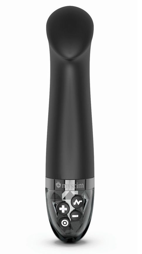 Черный вибратор с функцией электростимуляции Right on Ron - 17 см. 2