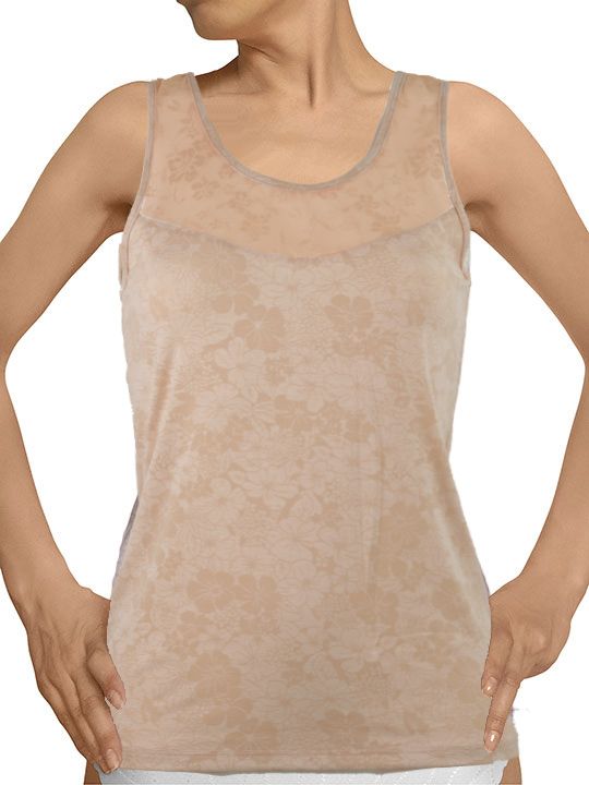 Женская майка на широких бретелях с цветочным принтом 2