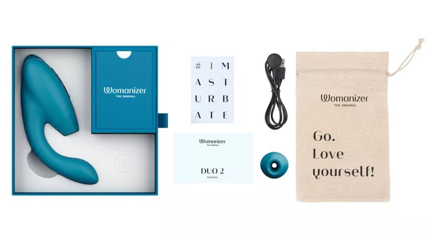 Бирюзовый вибратор Womanizer Duo 2 с бесконтактной клиторальной стимуляцией 4