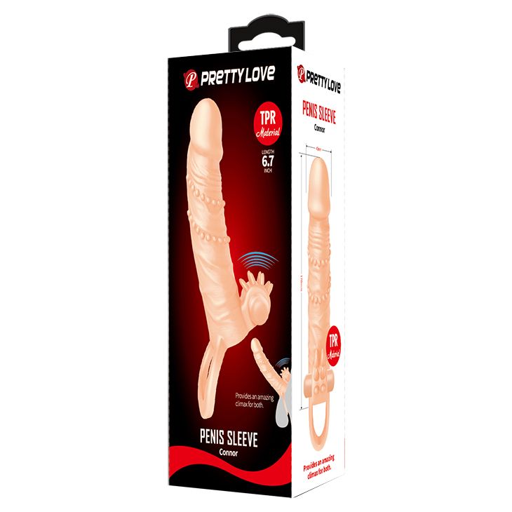 Телесная удлиняющая вибронасадка Penis Sleeve Connor - 17 см. 7