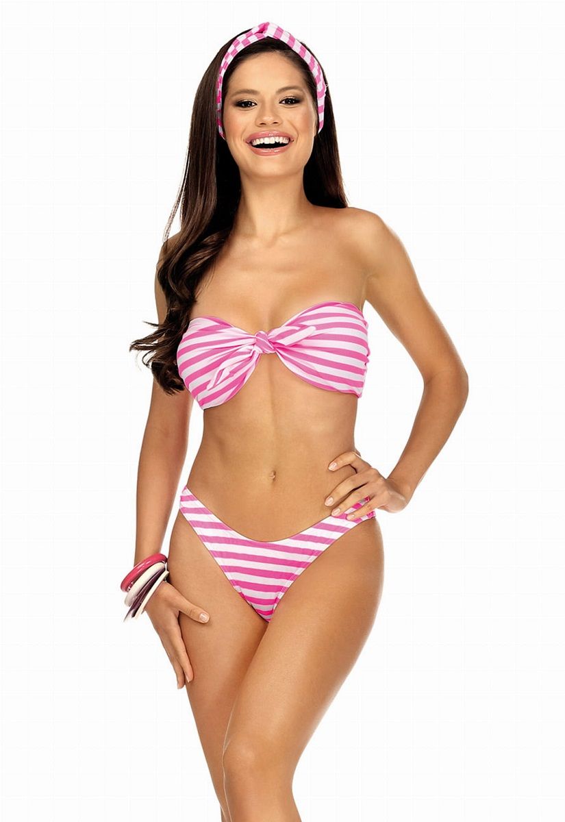 Раздельный купальник бандо в широкую полоску 1