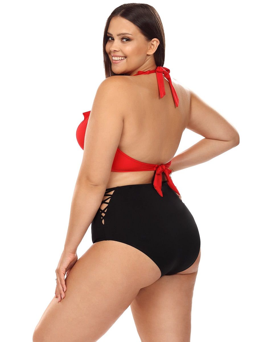 Двухцветный раздельный купальник plus size 2