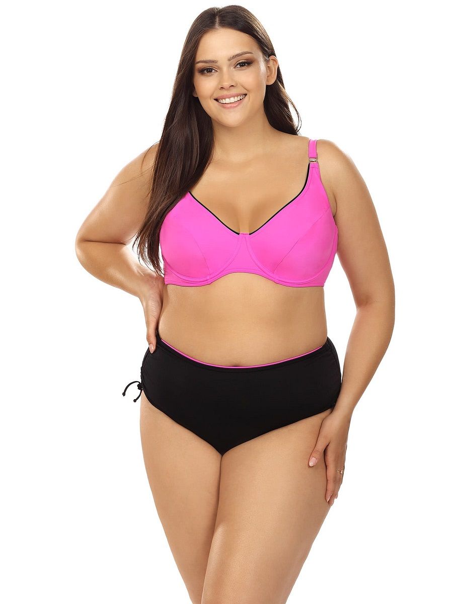 Розово-черный раздельный купальник plus size 1