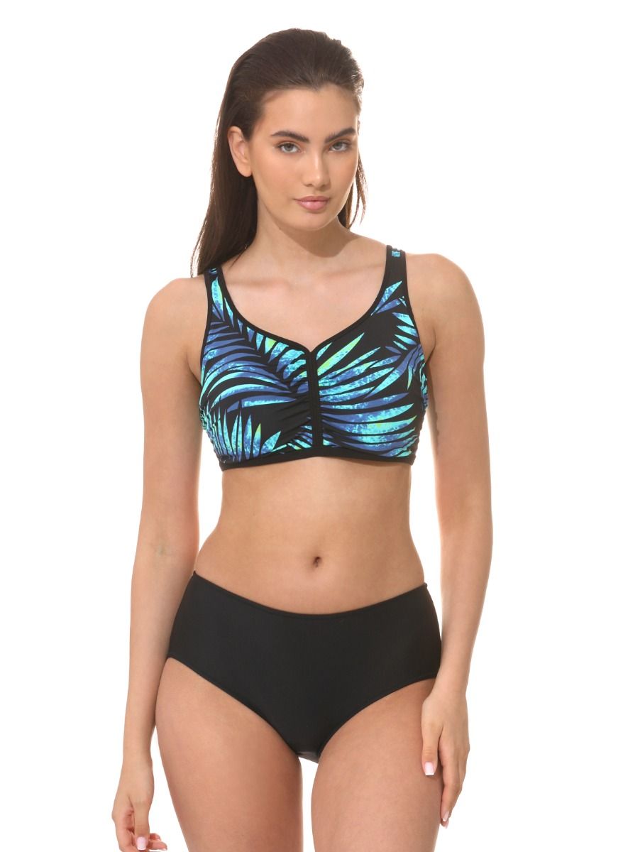 Раздельный купальник: принтованный лиф и высокие плавки 7