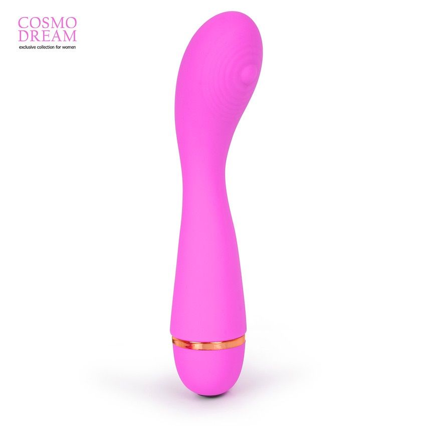 Розовый вибратор с ребрышкам на головке для G-стимуляции - 14 см. 3