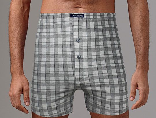 Мужские трусы-боксеры в серую клетку 1