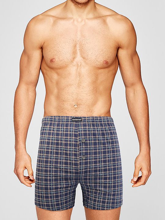 Мужские трусы-боксеры свободного кроя в клеточку 1