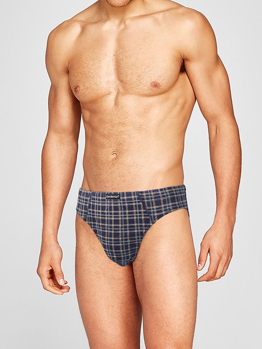 Набор из 2 трусов-слипов в клетку - черных и синих 2